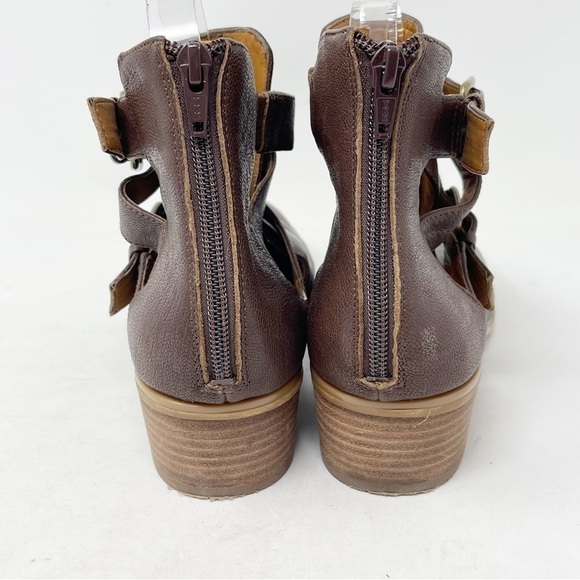 NINE WEST Women’s Brown Leather WATERLOO Buckle Closure Open Side Booties 8.5 - Picture 6 of 12